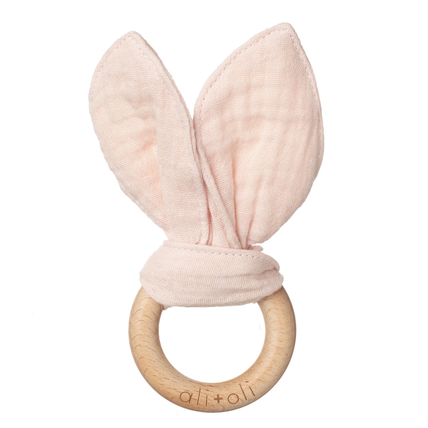 Crinkle Bunny Ears Wooden Ring Pink