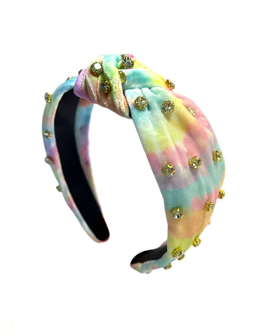 Pastel Tie Dye Jewel Knot Headband