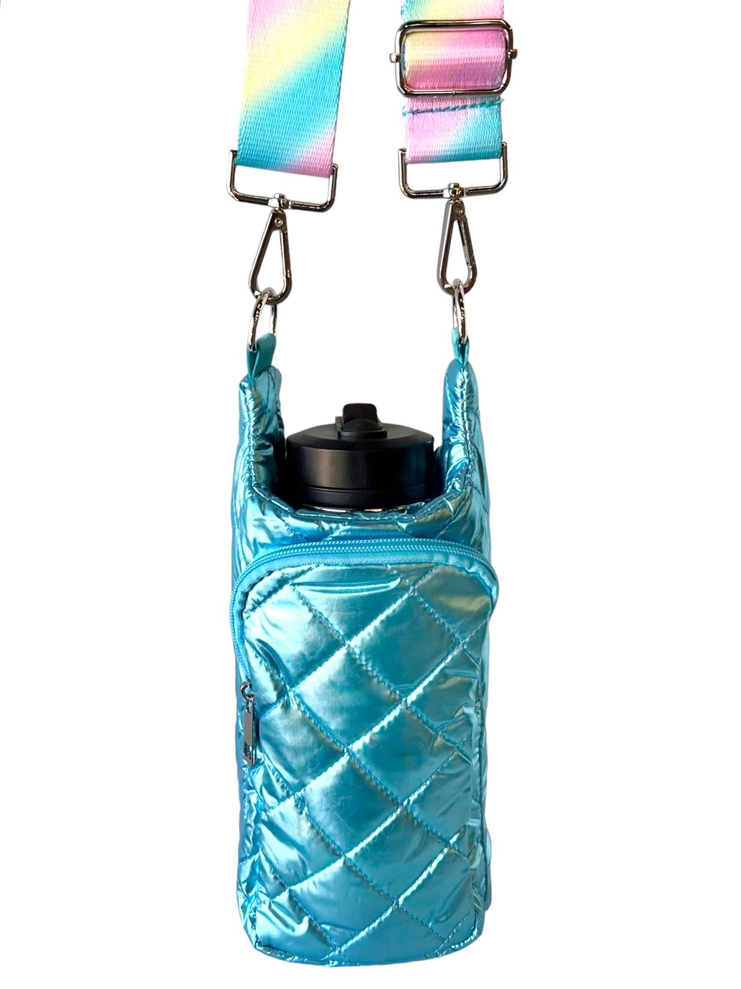 Aqua Water Bottle Crossbody Puffer
