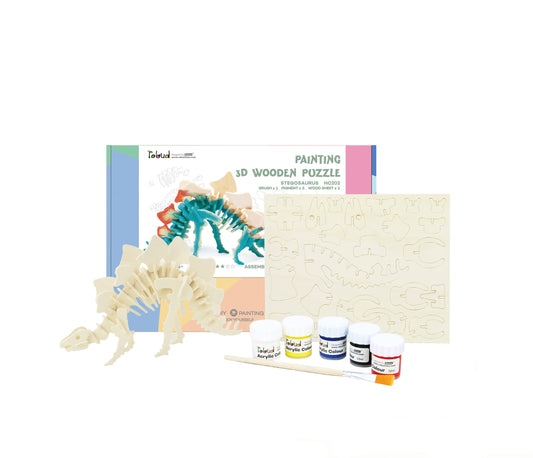 3D Wooden Puzzle with Paint Kit: Stegosaurus