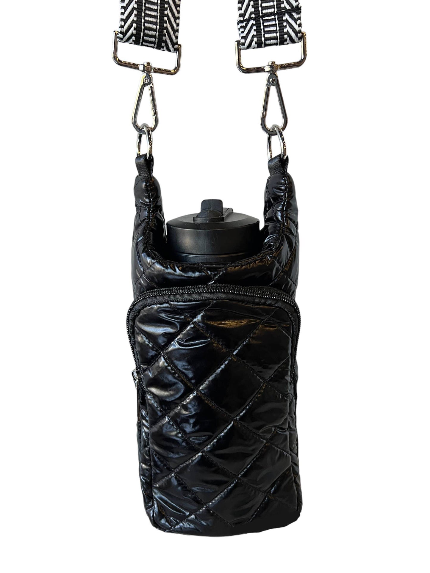 Black Water Bottle Crossbody Puffer