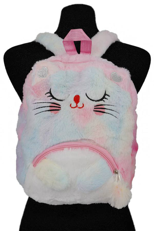 Sleeping Cat Faux Fur Plush Backpack