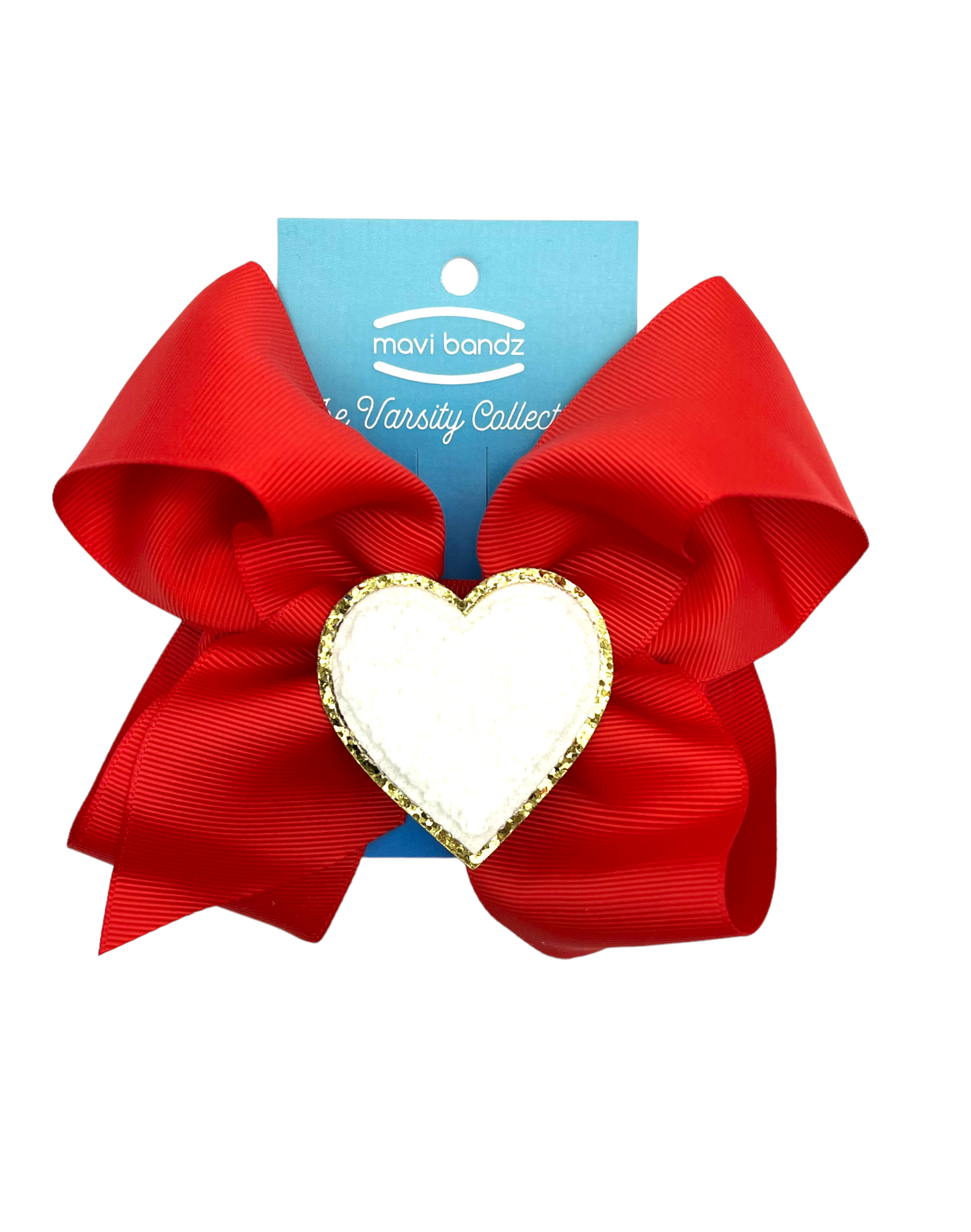 Chenille Patch Red Heart Hair Clips Bow