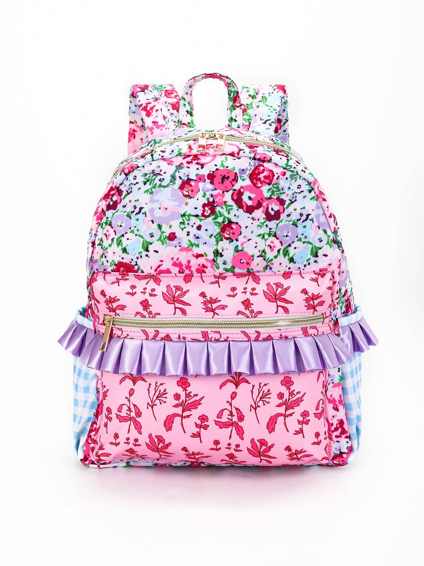 Pink Lavender Flower Ruffle Backpack