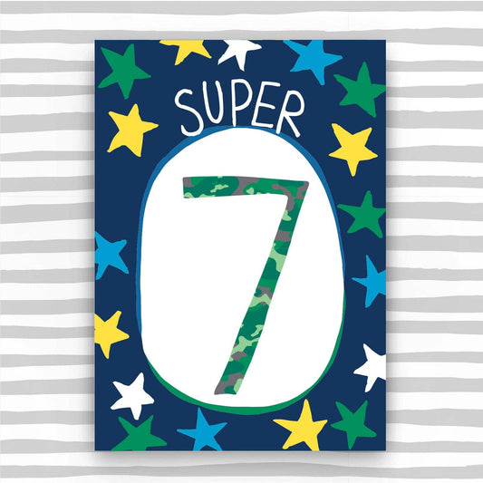 7th Birthday Card For A Boy - Boy Age 7 Birthday Card