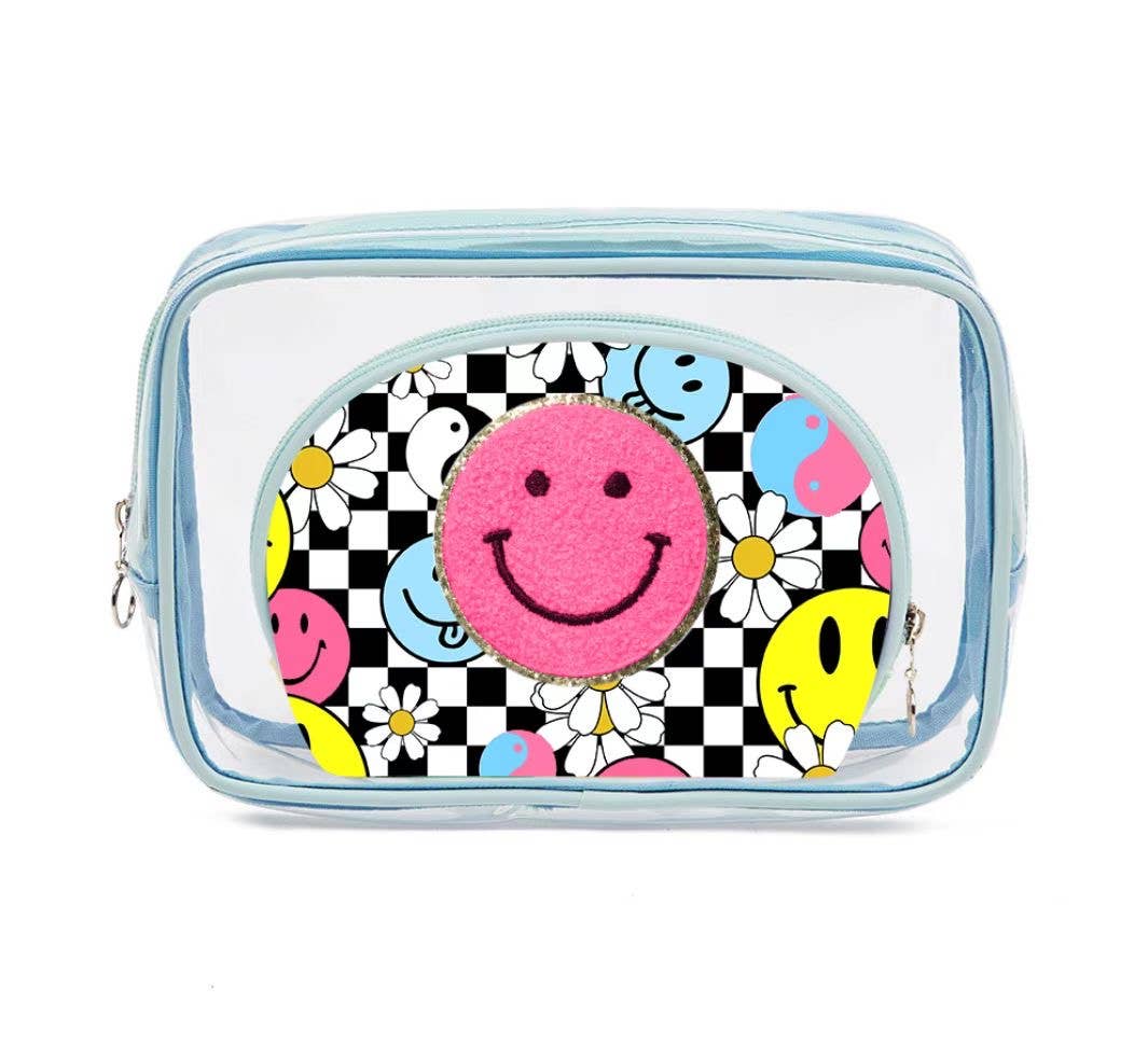 2 Pack Clear Cosmetic Bag Smiley Face