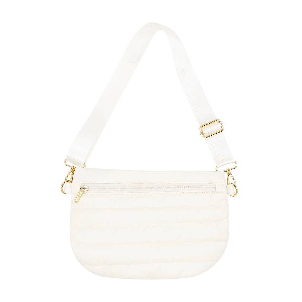 Ivory Puffer Messenger Crossbody Bag