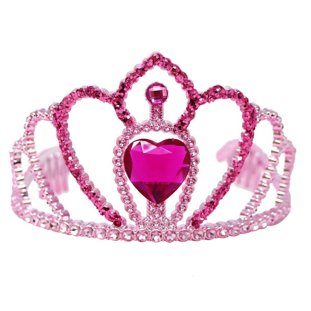 Princess Rose Crown with Heart Gemstone & Glitter