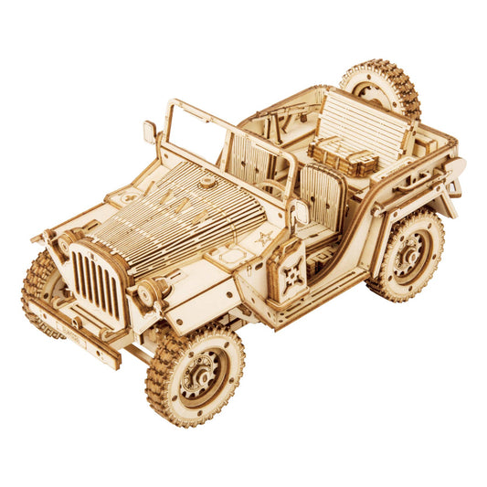 3D Laser Cut Wooden Puzzle: Army SUV