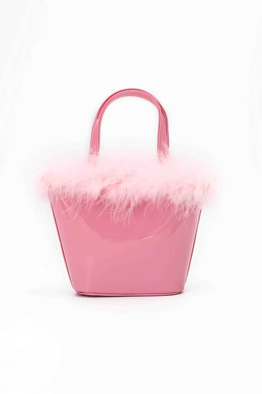 Fur Trimmed Purse: Pink