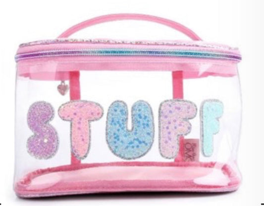 STUFF CLEAR TRAIN CASE BUBBLE GUM