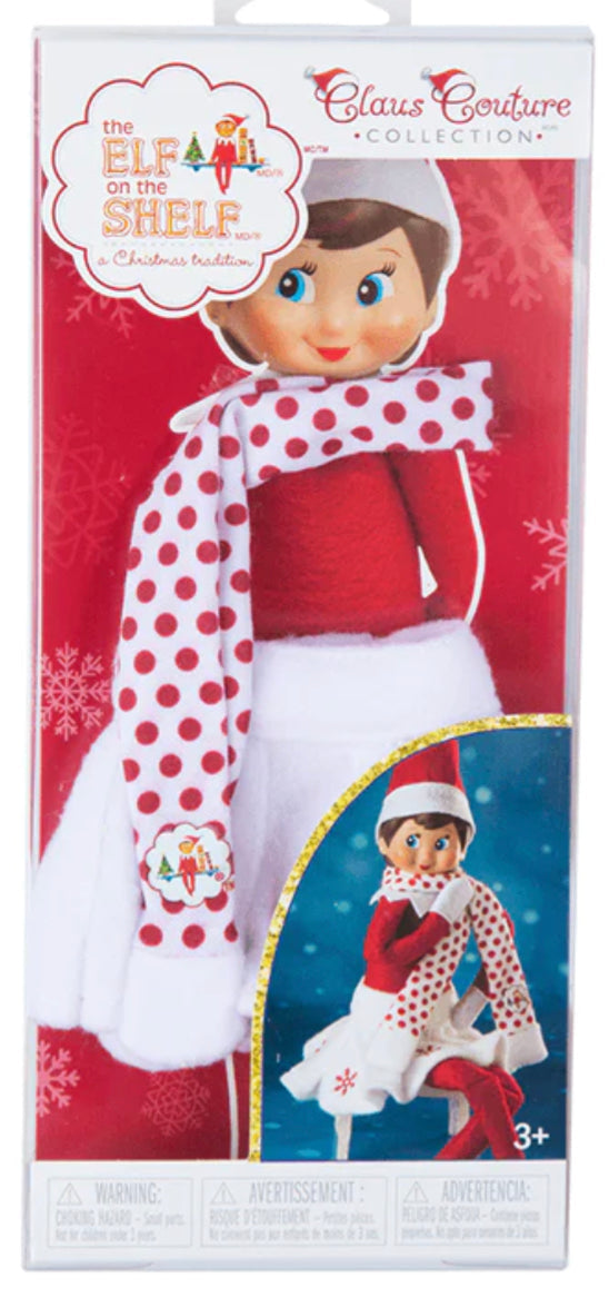 Elf Claus Couture Snowflake Skirt & Scarf